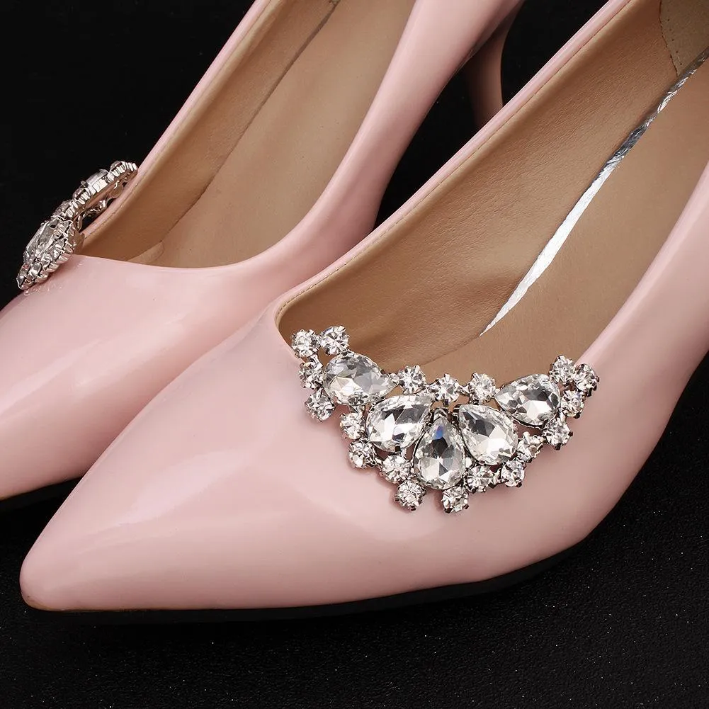 1 Pair Rhinestones Shoe Buckles Elegant Bride Wedding Shoes Clip