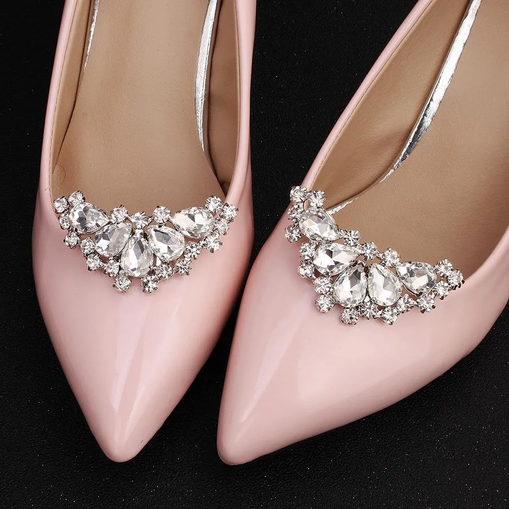 1 Pair Rhinestones Shoe Buckles Elegant Bride Wedding Shoes Clip