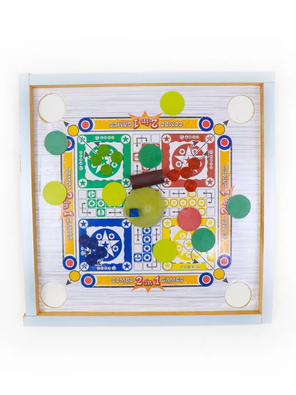 2 in 1 LUDO   Carrom Board 12" x 12"