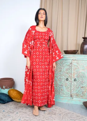 2 PIECES SET BACK EMBROIDERED BISHT W/ WRAPPED BELT KAFTAN 2306 - قفطان