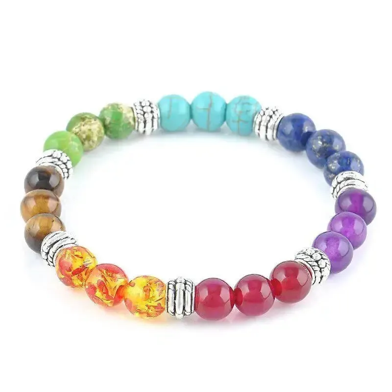 7 Chakra Stone Beads Pendant Necklace And Bracelet Set