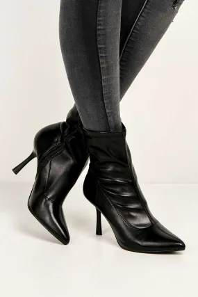 Aayat Pointed Toe Heeled Boots in Black