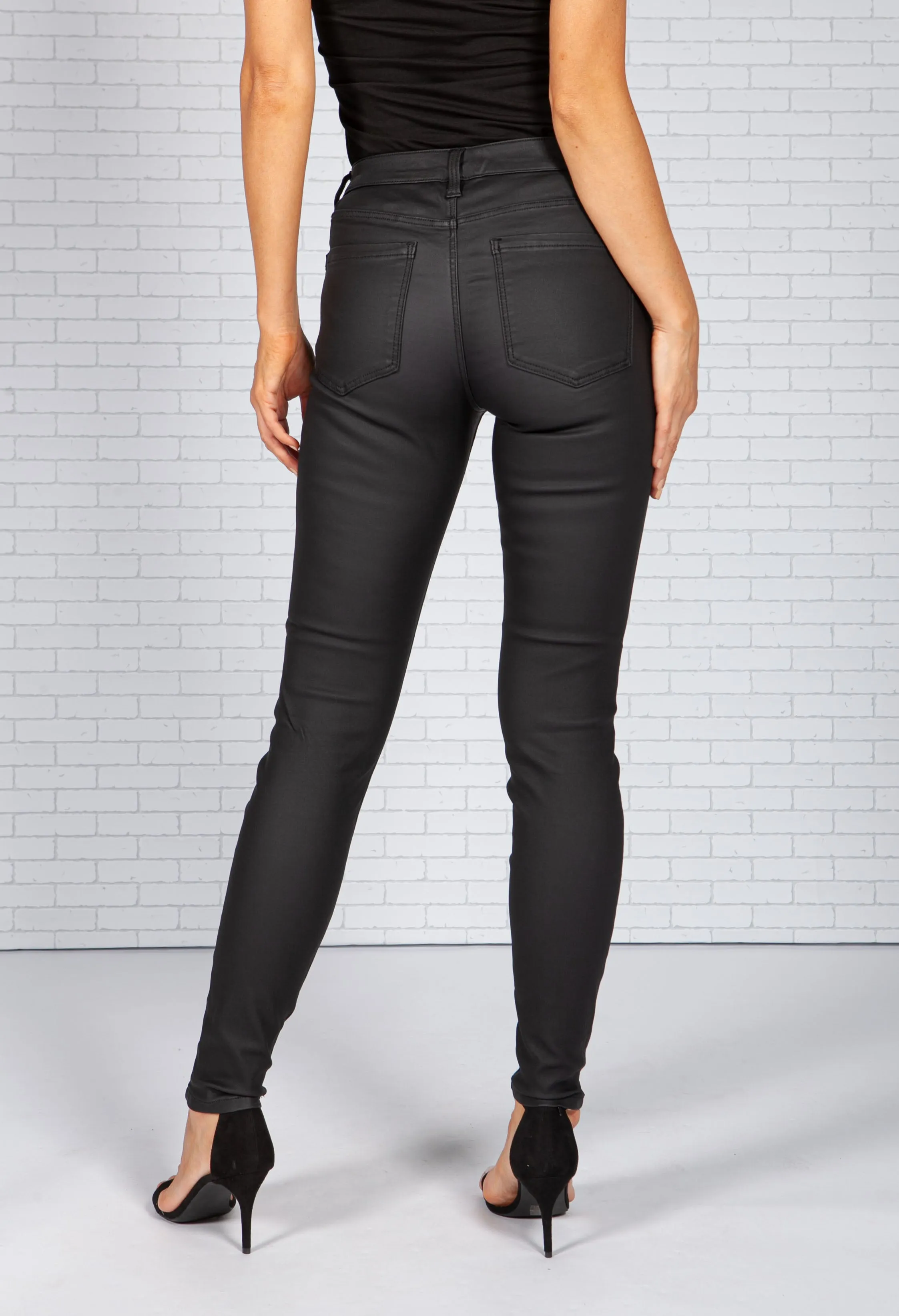 Abby Black Wax Coated Jeans *Recommend 1 Size Down*