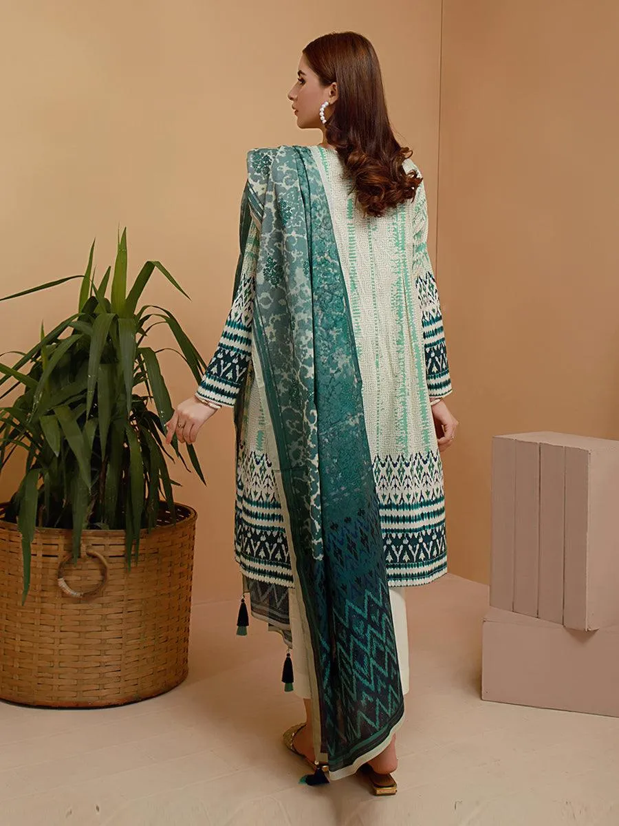 ACE Galleria Digital Embroidered Cambric Unstitched 3pc Suit ACE 12074