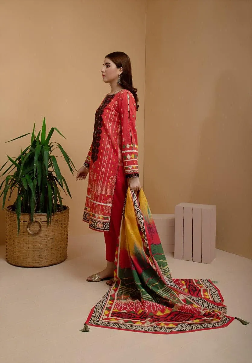 ACE Galleria Digital Embroidered Cambric Unstitched 3pc Suit ACE 12078