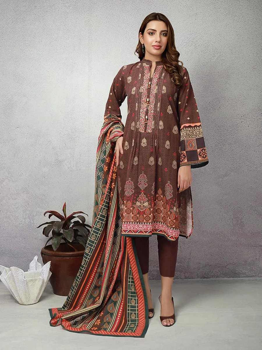 ACE Galleria Digital Embroidered Unstitched 3pc Khaddar Suit ACE 12106