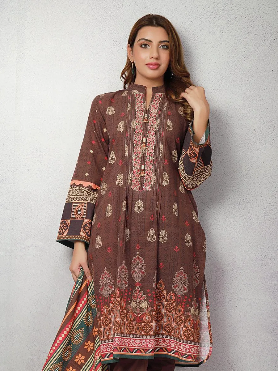 ACE Galleria Digital Embroidered Unstitched 3pc Khaddar Suit ACE 12106