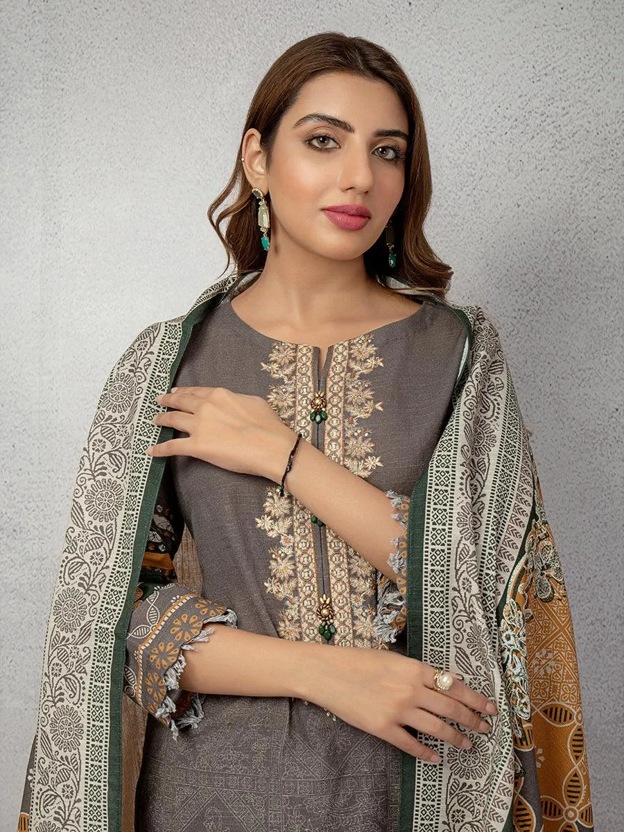 ACE Galleria Digital Embroidered Unstitched 3pc Khaddar Suit ACE 12125