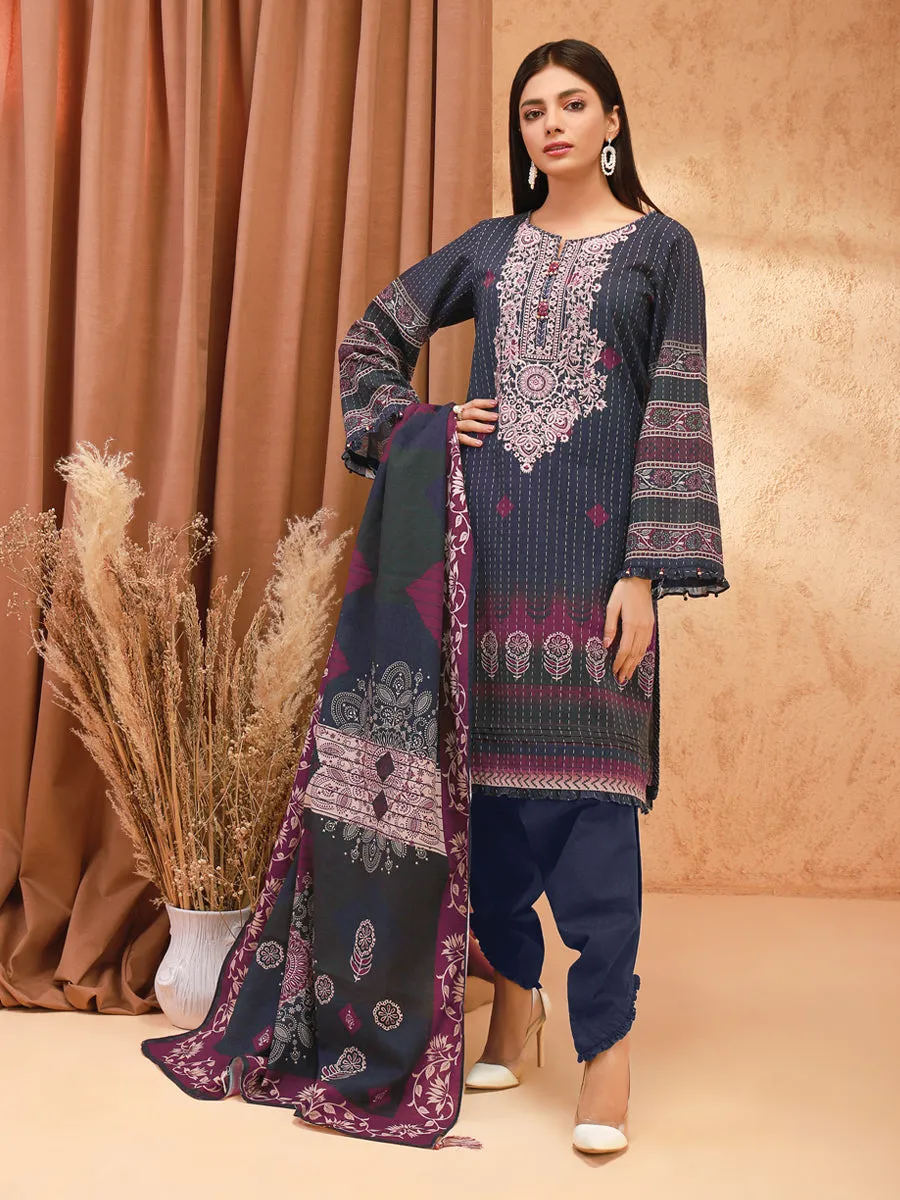 ACE Galleria Digital Embroidered Unstitched 3Pc Khaddar Suit ACE 12135