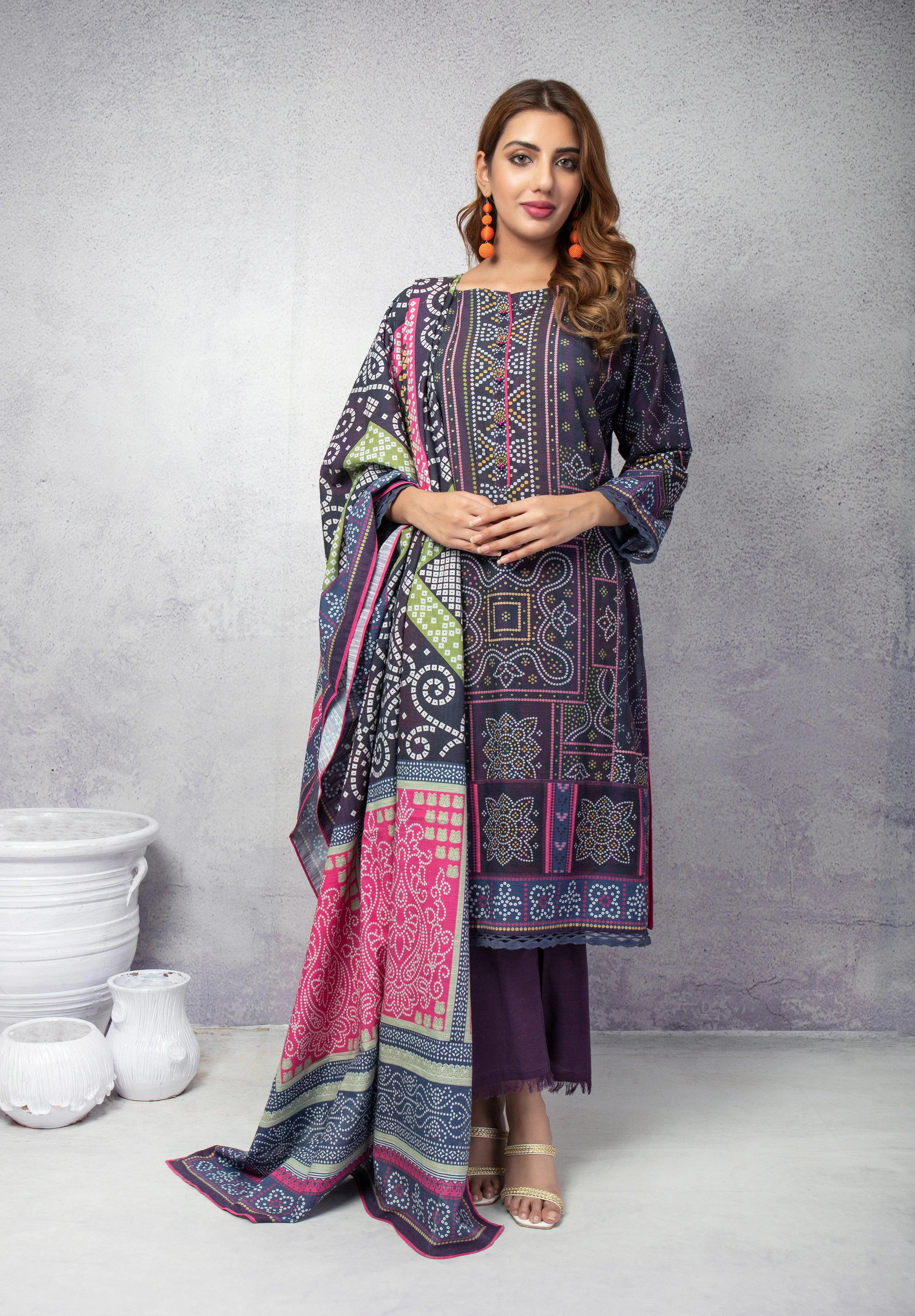 ACE Galleria Digital Printed Unstitched 3 Piece Khaddar Suit ACE 12103