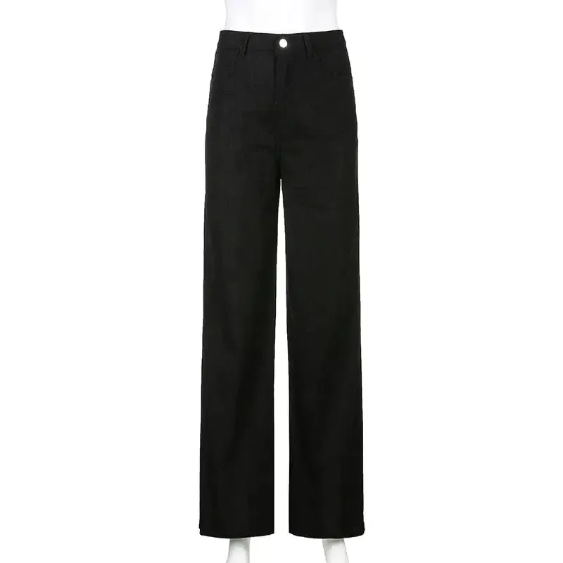 Aesthetics Solid Corduroy Wide Leg Pants