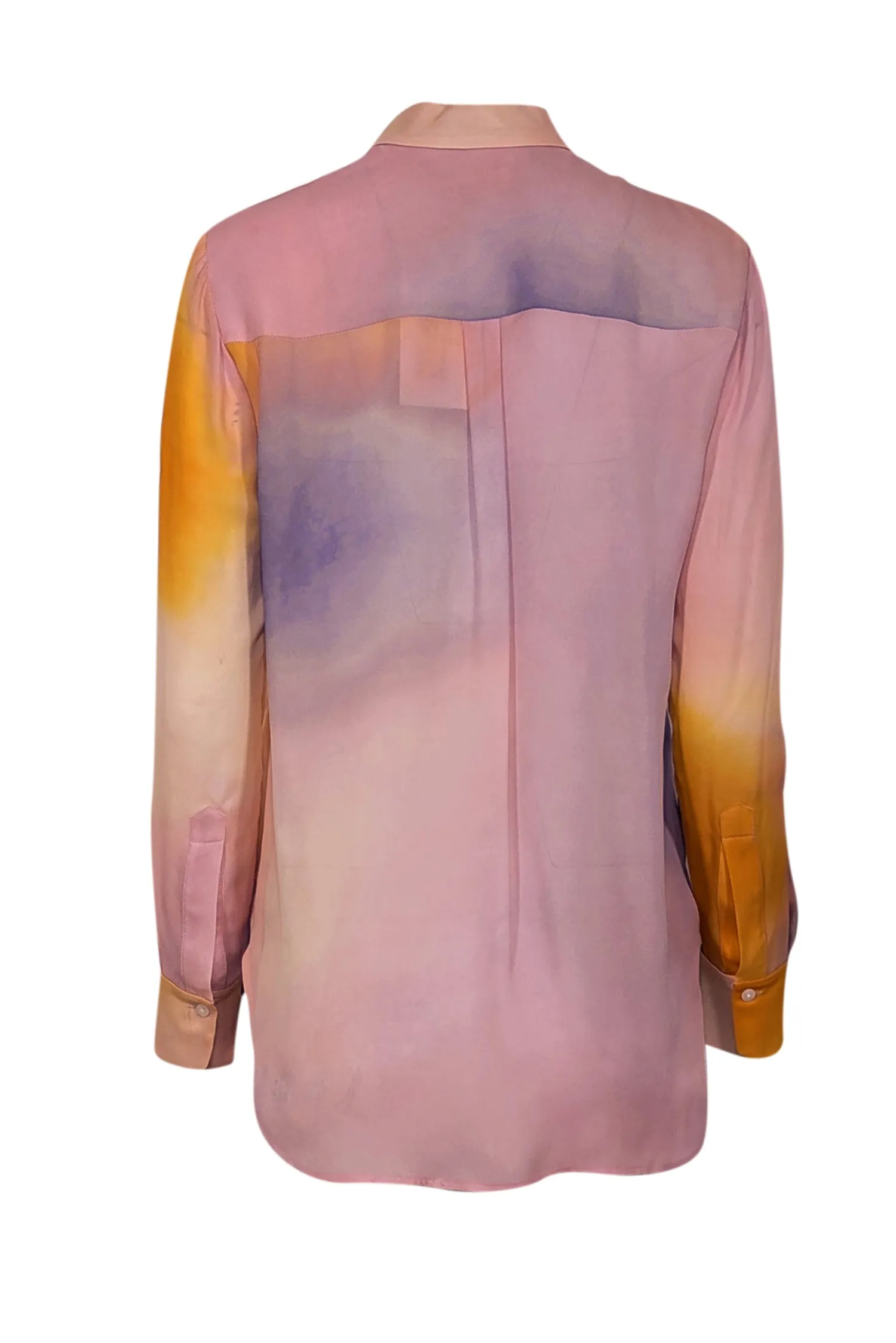 A.L.C. - Pink, Purple, & Orange Watercolor Print Silk Blouse Sz 0