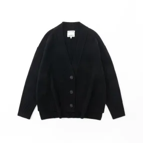 Aleger Cashmere Hi Low Boyfriend Cardigan in Black