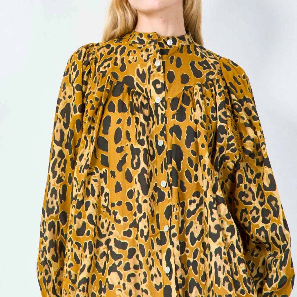 Animal print button-up blouse wholesale