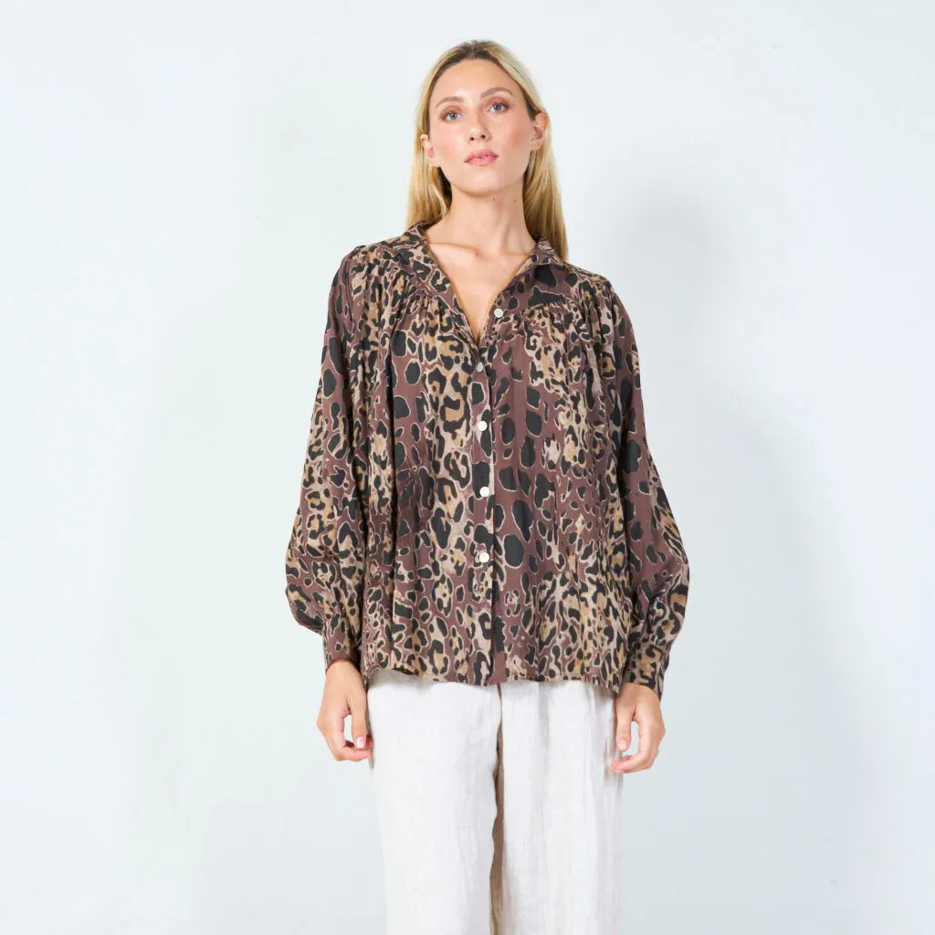 Animal print button-up blouse wholesale