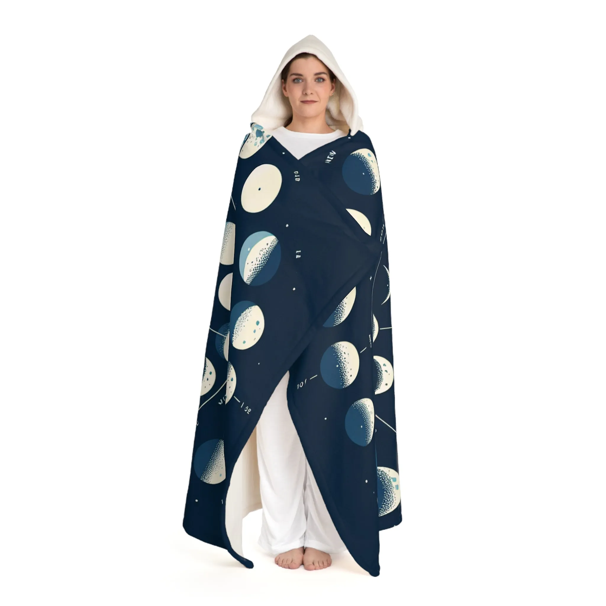 Aria Skylark - Moon Phases Hooded Sherpa Blanket