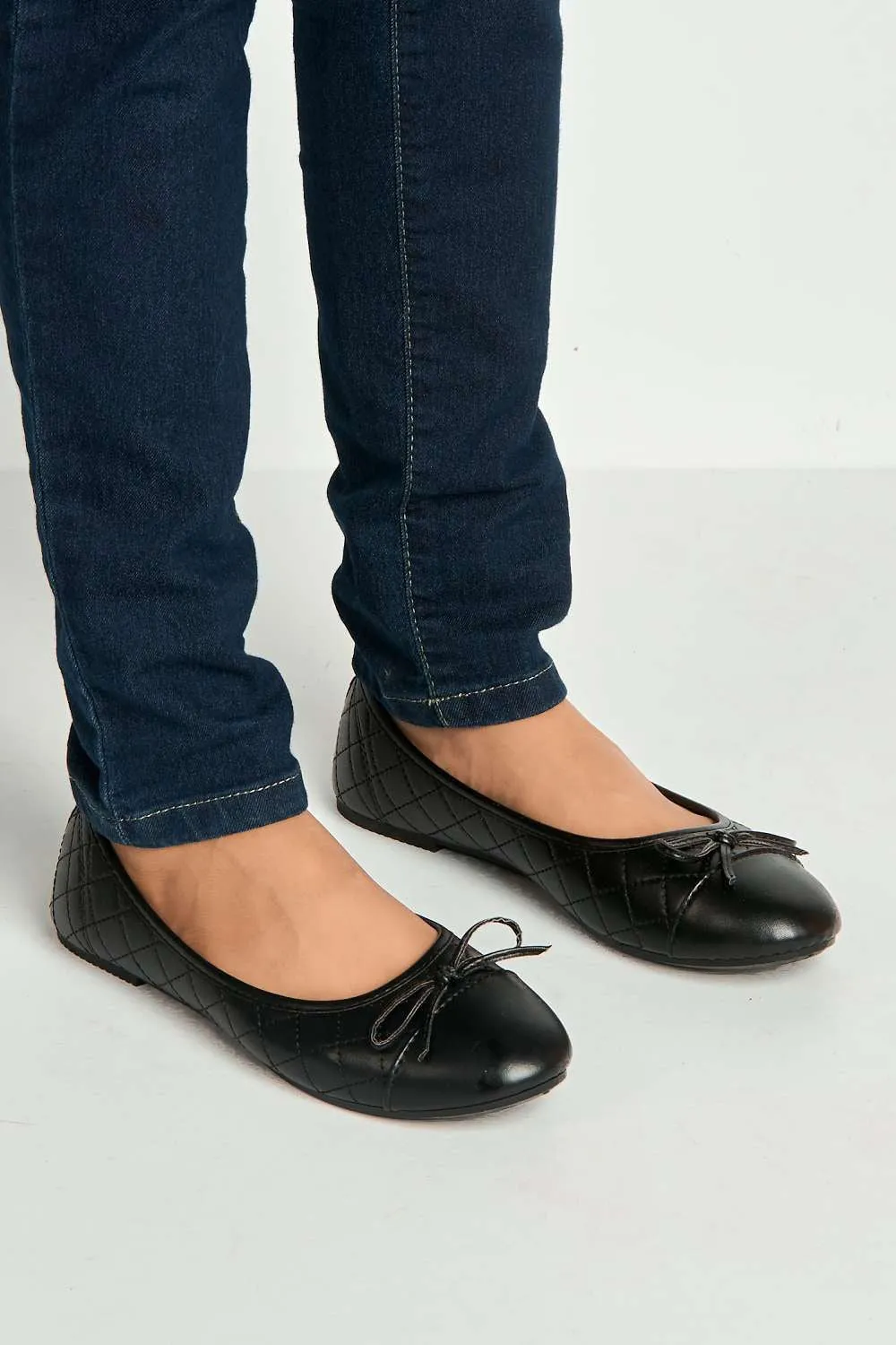 Arrica Bow Detail Flat Pumps in Black Matt