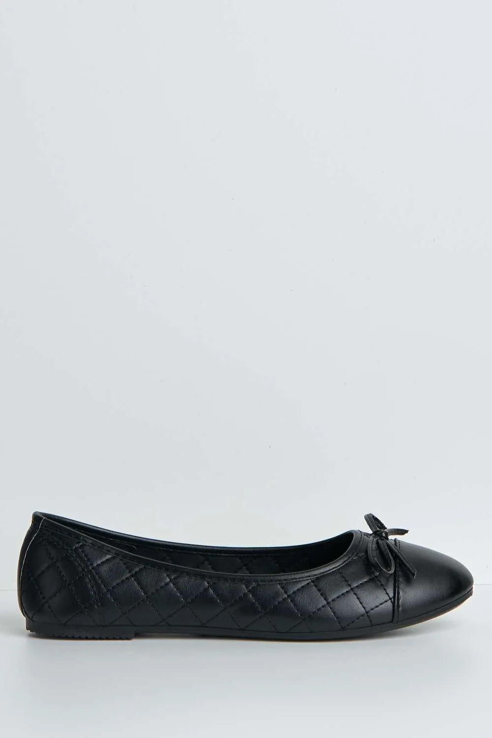 Arrica Bow Detail Flat Pumps in Black Matt