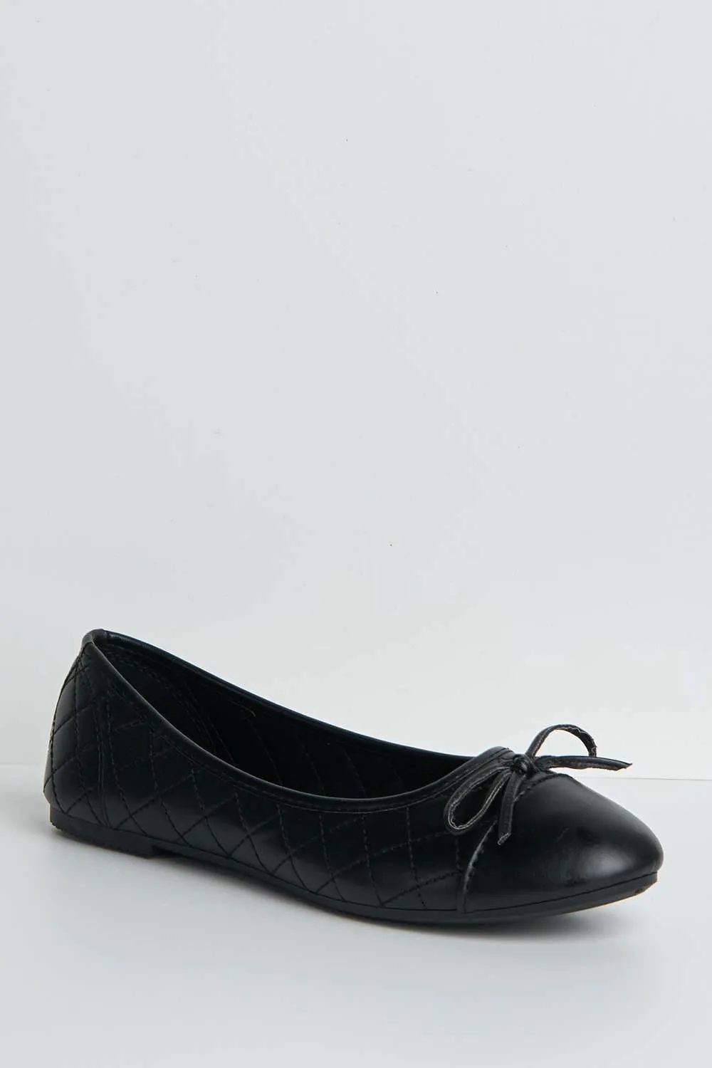 Arrica Bow Detail Flat Pumps in Black Matt