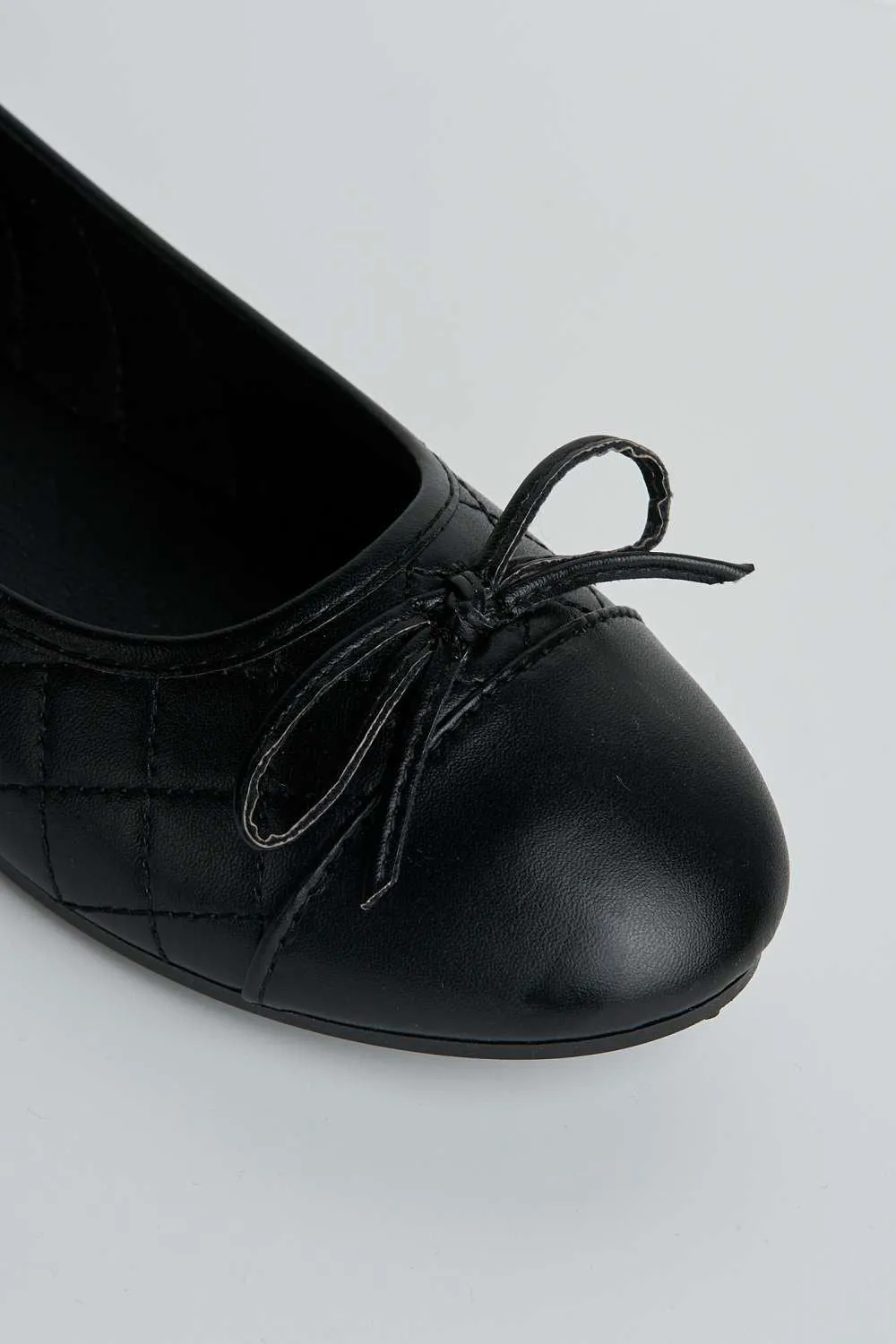 Arrica Bow Detail Flat Pumps in Black Matt