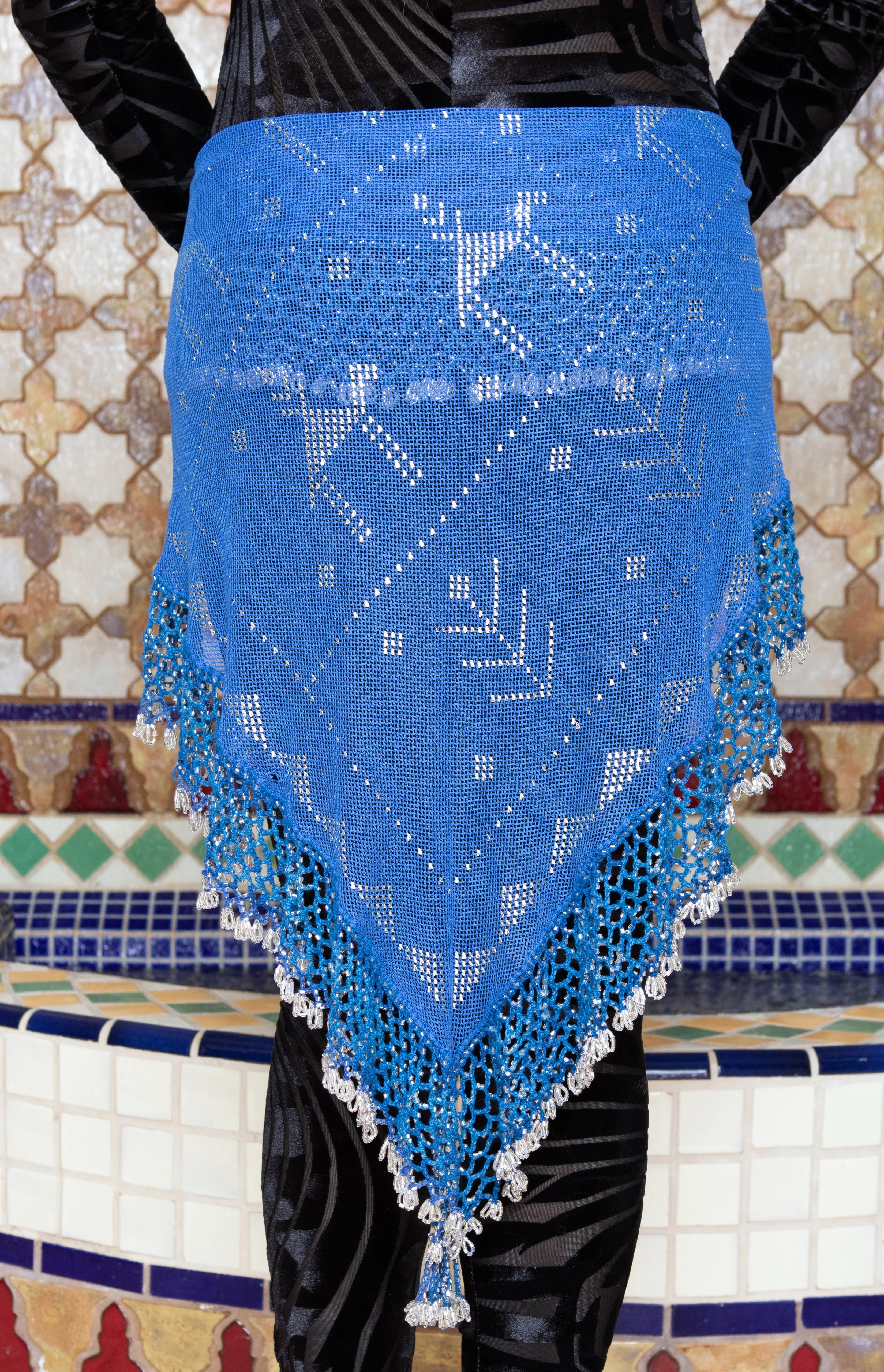 Assuit Beaded Hip Scarf/Sash Blue A