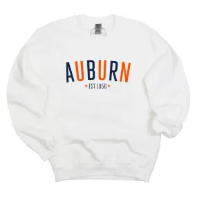 Auburn University Star Arch Crewneck Fleece in White