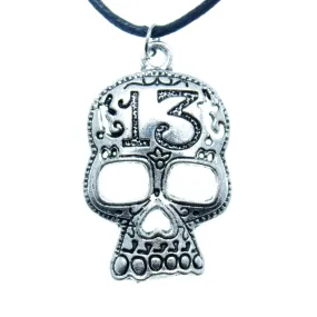 AVBeads Choker Necklace 18 Black Cord with Silver Skull Charm Pendant