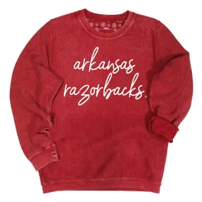 Barcelony Crewneck Corded Fleece in Cardinal - University of Arkansas