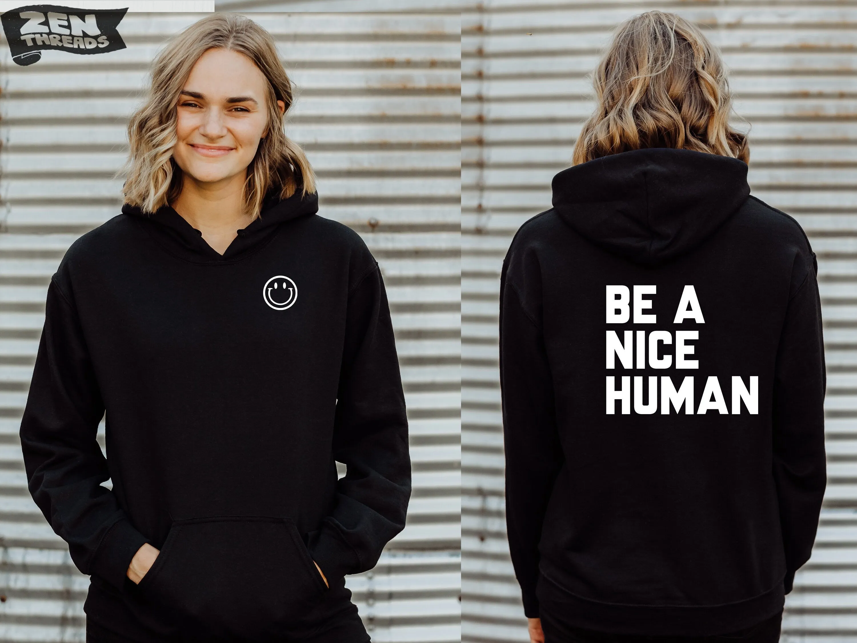 Be A Nice Human Unisex Classic Hoody heavy weight fleece pullover hooded drawstring mens women's youth all sizes colors kindness sweatshirt