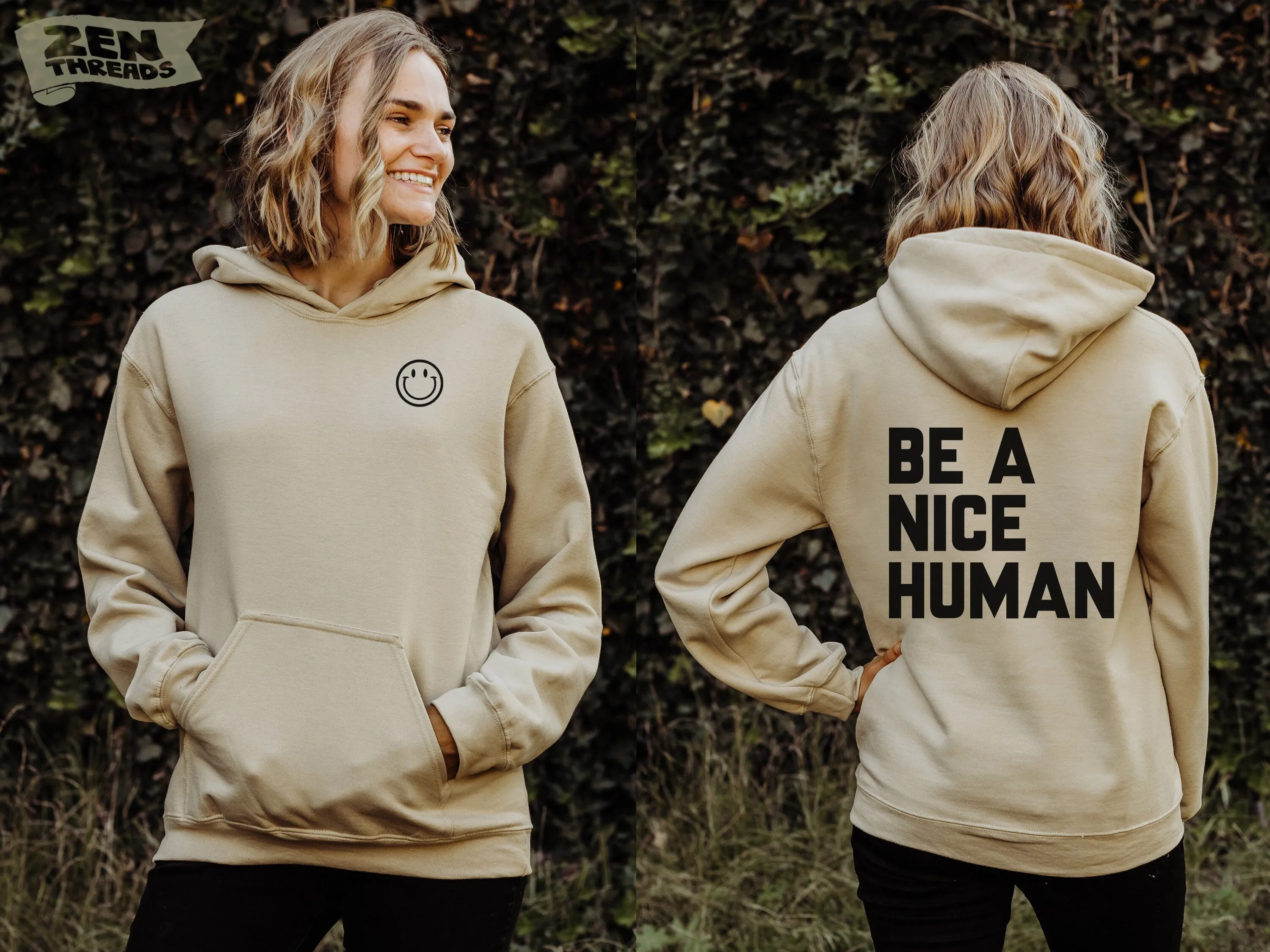 Be A Nice Human Unisex Classic Hoody heavy weight fleece pullover hooded drawstring mens women's youth all sizes colors kindness sweatshirt