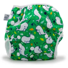 beau   belle littles baby nageuret reusable swim diaper (0-3yrs) - green narwhal