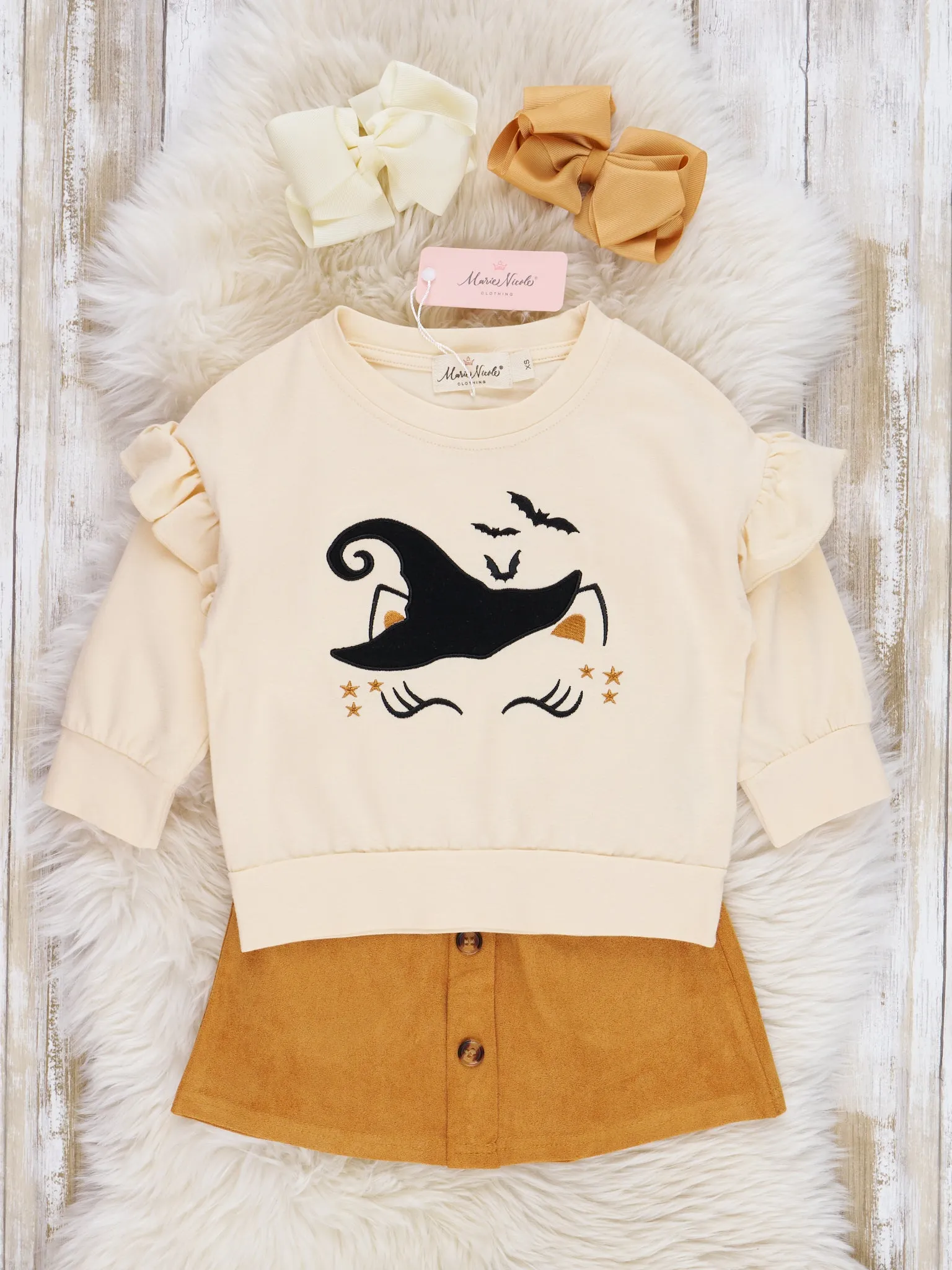 Beige Bewitching Cat Suede Outfit