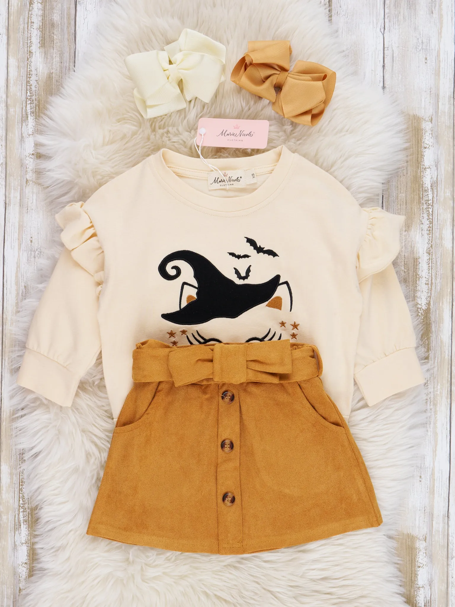 Beige Bewitching Cat Suede Outfit