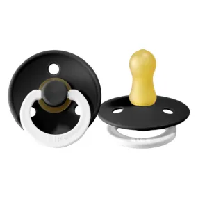 Bibs Original Colour Collection Round Latex Pacifier 2pk - Black (Glow)