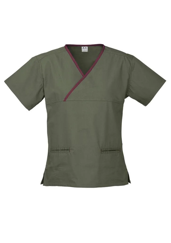 Biz Collection Ladies Contrast Crossover Scrub Top (H10722)