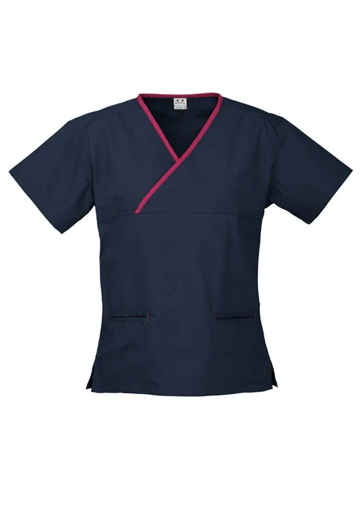 Biz Collection Ladies Contrast Crossover Scrub Top (H10722)