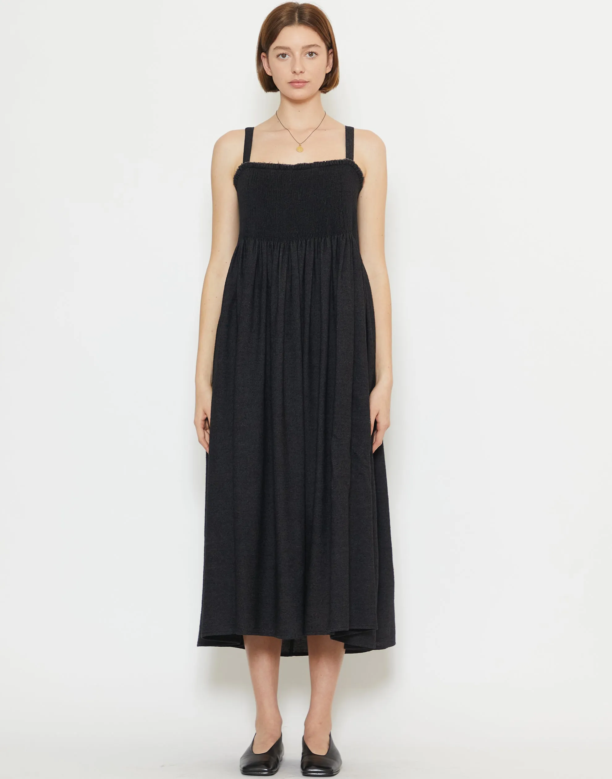 Black Wool & Linen Gal Smock Dress