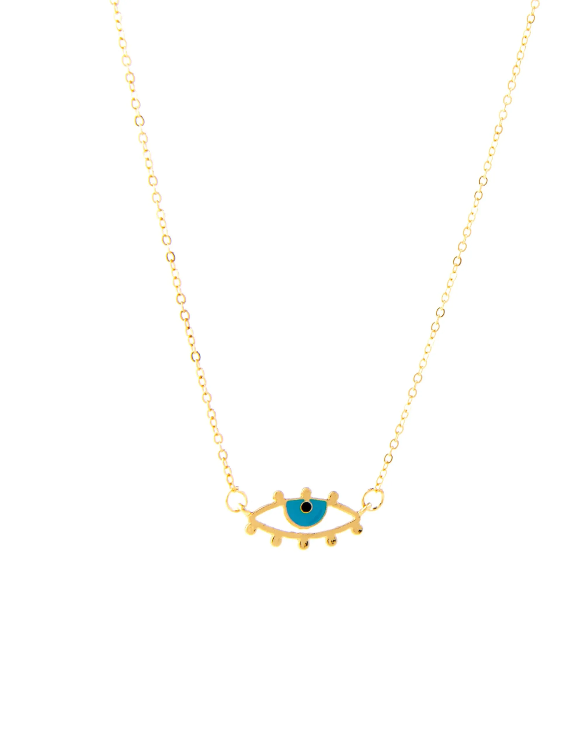 BLACK/BLUE EVIL EYE GOLD PLATED PENDANT NECKLACE 2443 - قلادة