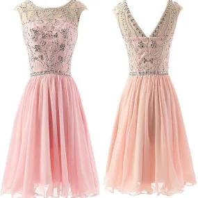 Blush Pink  Chiffon Elegant fashion cute graduation casual party homecoming dresses, BDY0115