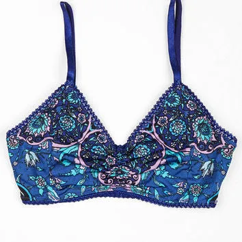 Boho Bikini "Kiss The Sky" Blue Floral Print Swimsuit Sizes Small Medium Large Or Extra Large