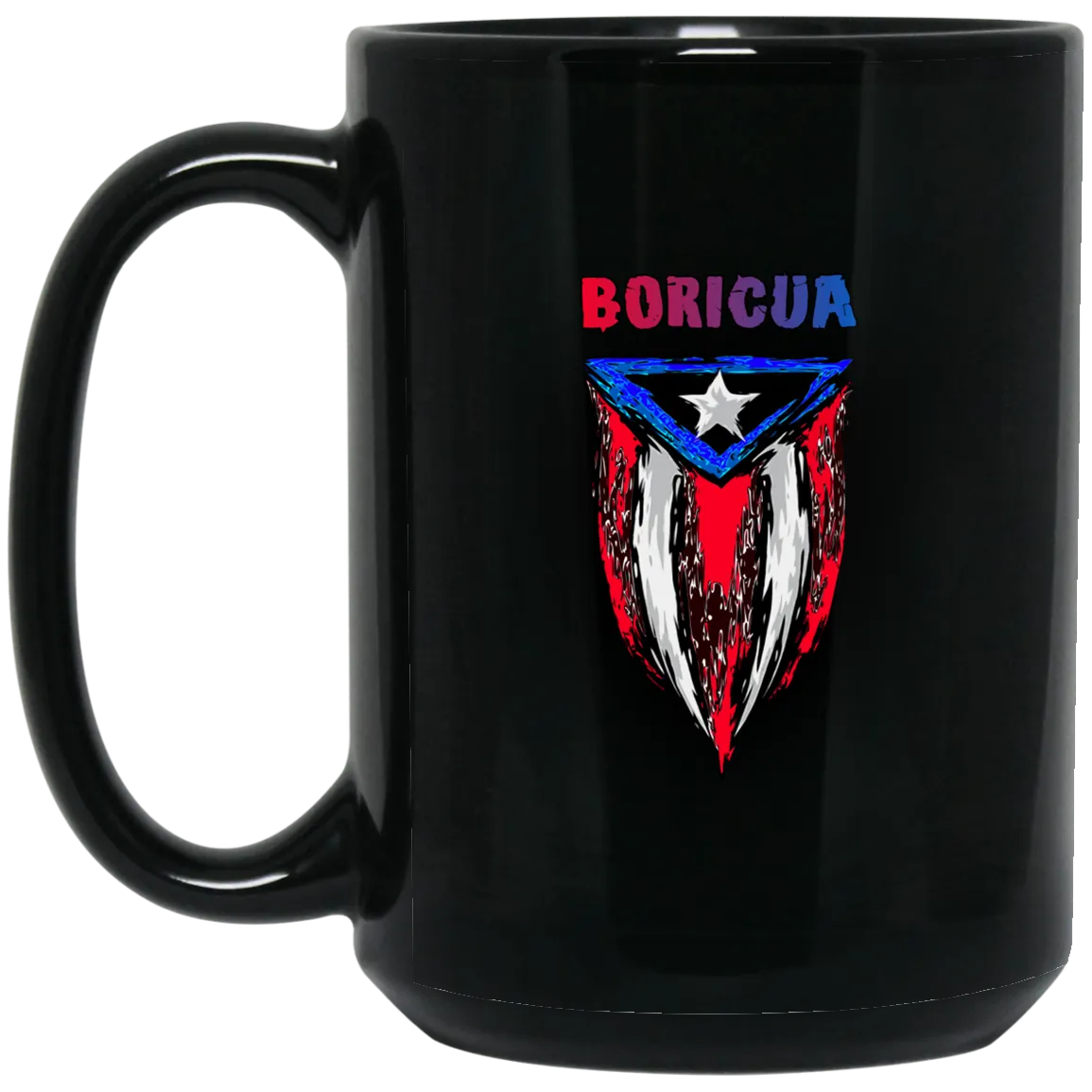 Boricua Artsy Flag 15 oz. Black Mug