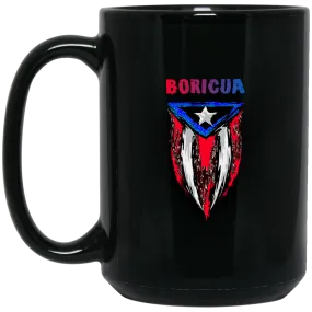 Boricua Artsy Flag 15 oz. Black Mug