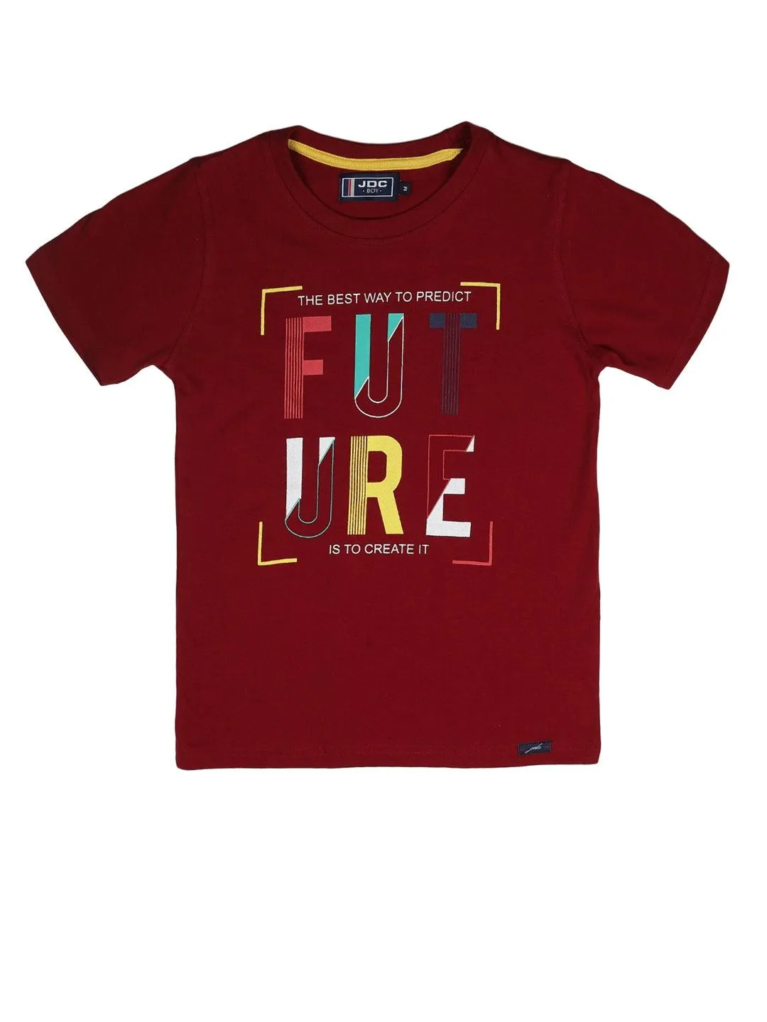 BOY'S RED PRINT REGULAR FIT T.SHIRT