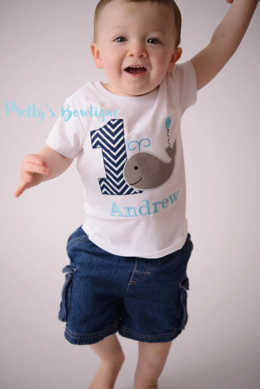 Boys Whale 1st Birthday Shirt or Bodysuit  - Custom Birthday outfit Whale