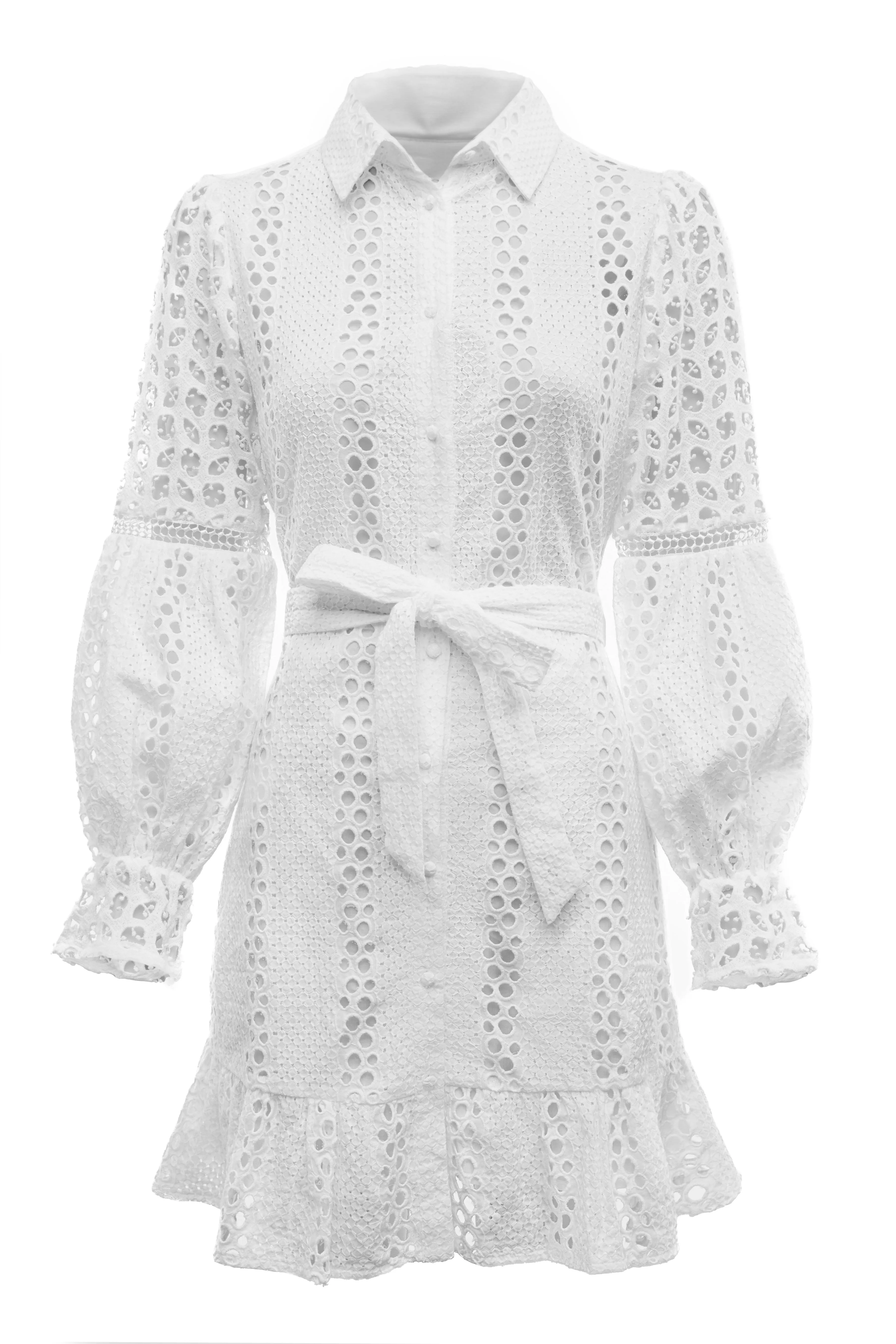 Broderie Lace Dress (White)