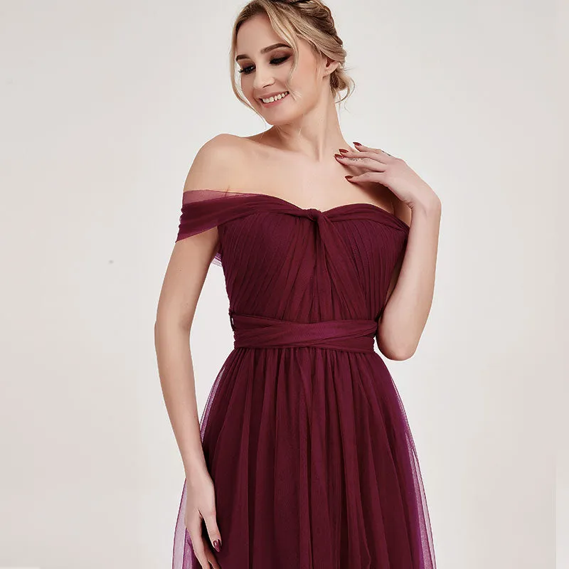 Burgundy MULTI WAY Sweetheart Tulle Bridesmaid Dress