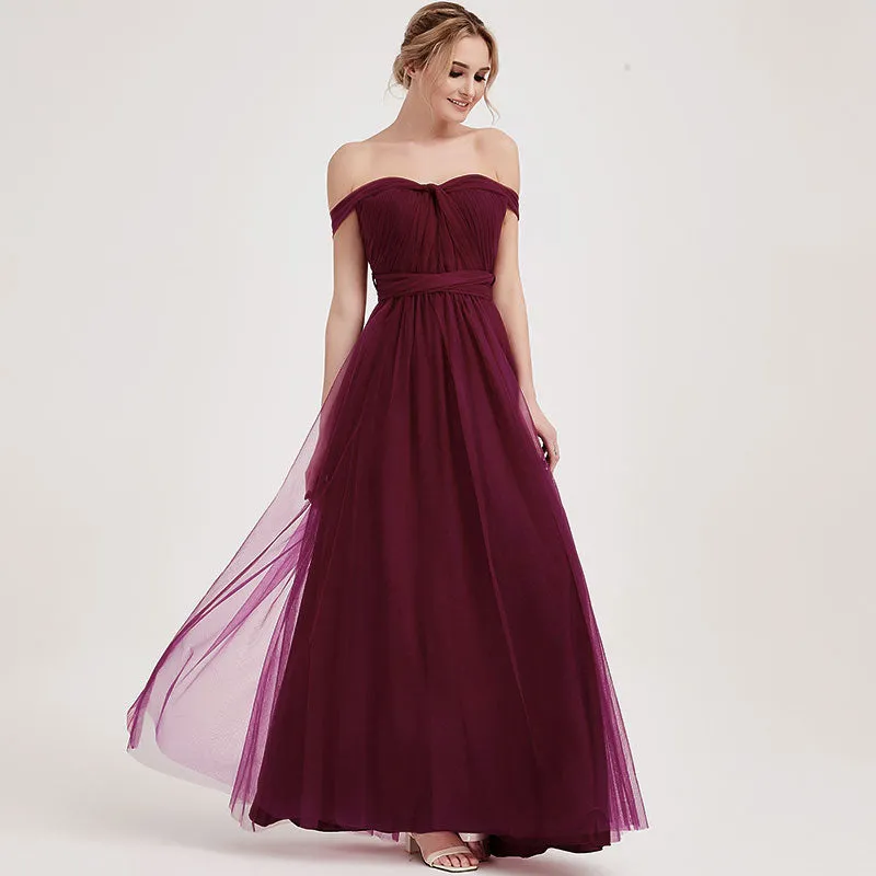 Burgundy MULTI WAY Sweetheart Tulle Bridesmaid Dress