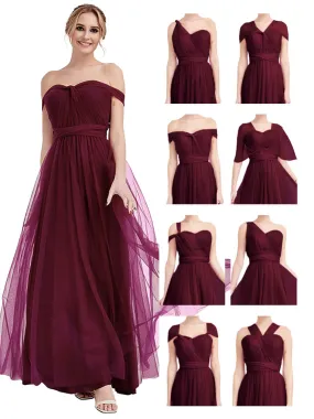 Burgundy MULTI WAY Sweetheart Tulle Bridesmaid Dress