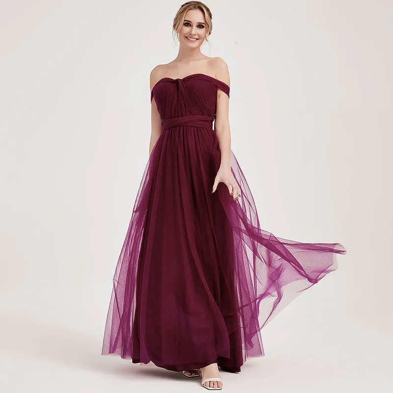 Burgundy MULTI WAY Sweetheart Tulle Bridesmaid Dress