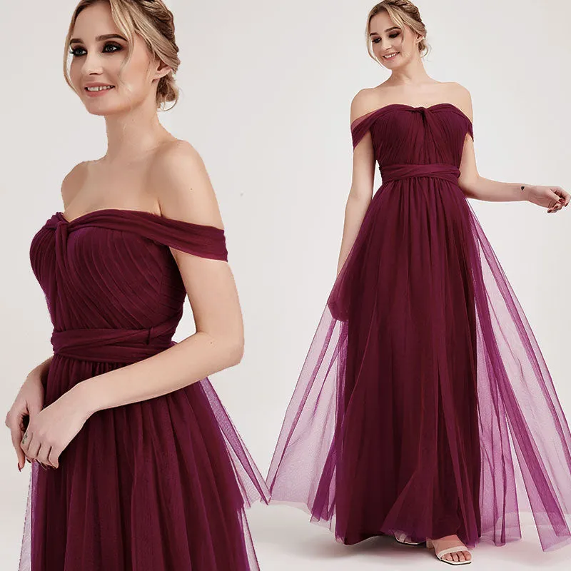 Burgundy MULTI WAY Sweetheart Tulle Bridesmaid Dress